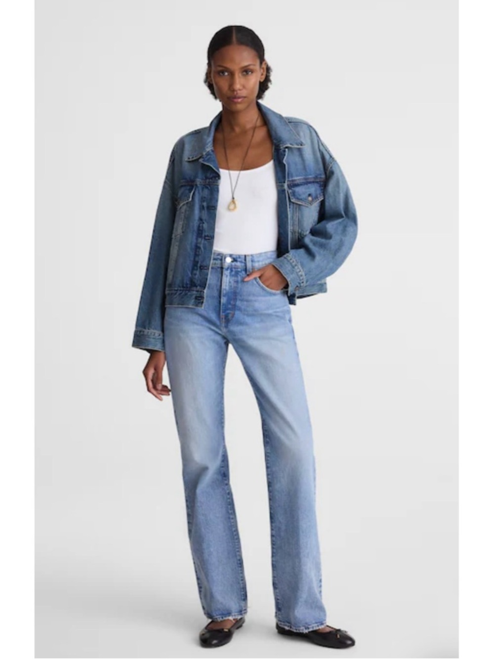 NWT Madewell The Petite Relaxed Bootcut Jean Raebrook Wash Blue